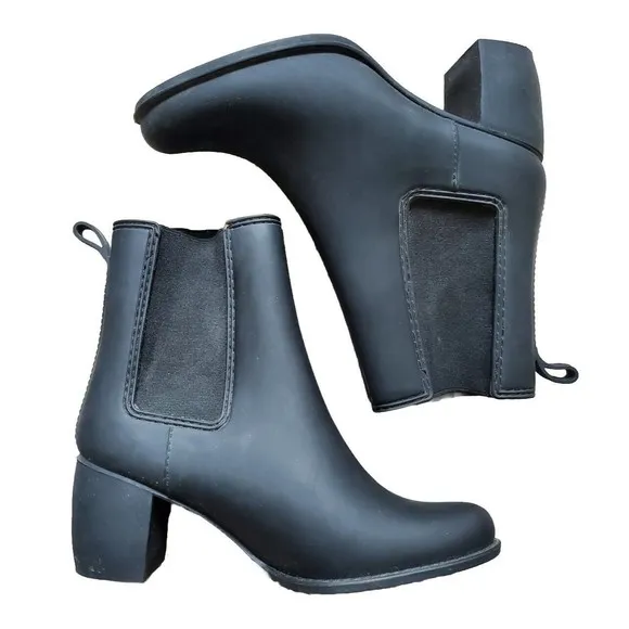 Jeffrey Campbell Havana Women 9 Black Rubber Hi Heel Slip On Ankle Booties