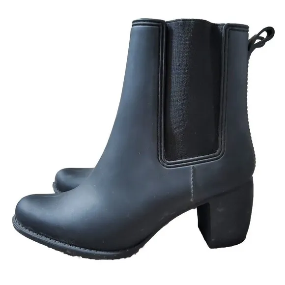 Jeffrey Campbell Havana Women 9 Black Rubber Hi Heel Slip On Ankle Booties