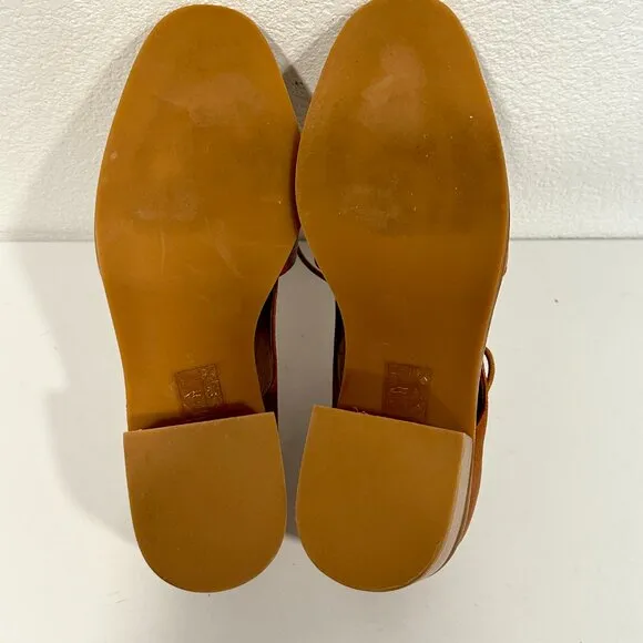 Jeffrey Campbell Kanal Shoes Tan Leather Herringbone Block Heel Lace Up EUC Sz 8