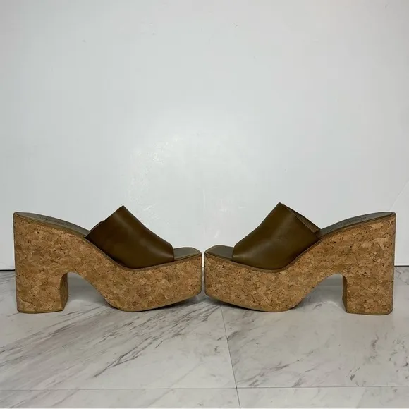Jeffrey Campbell Lucianna Cork Platform Leather Sandal 9.5