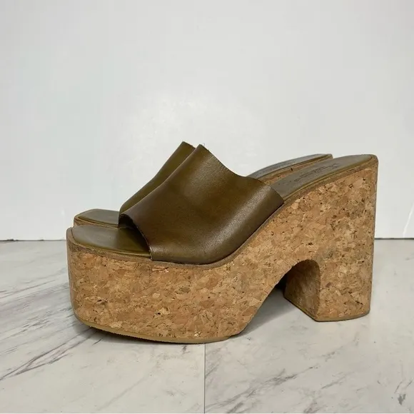 Jeffrey Campbell Lucianna Cork Platform Leather Sandal 9.5