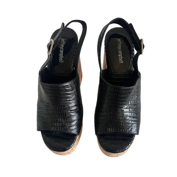 Jeffrey Campbell Mattix Platform Sandal in Black Lizzard Size 9