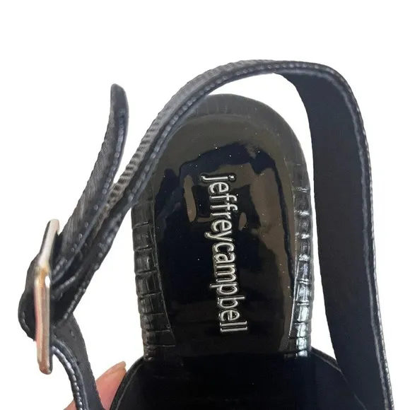 Jeffrey Campbell Mattix Platform Sandal in Black Lizzard Size 9