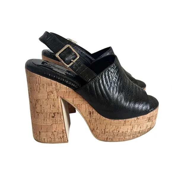 Jeffrey Campbell Mattix Platform Sandal in Black Lizzard Size 9