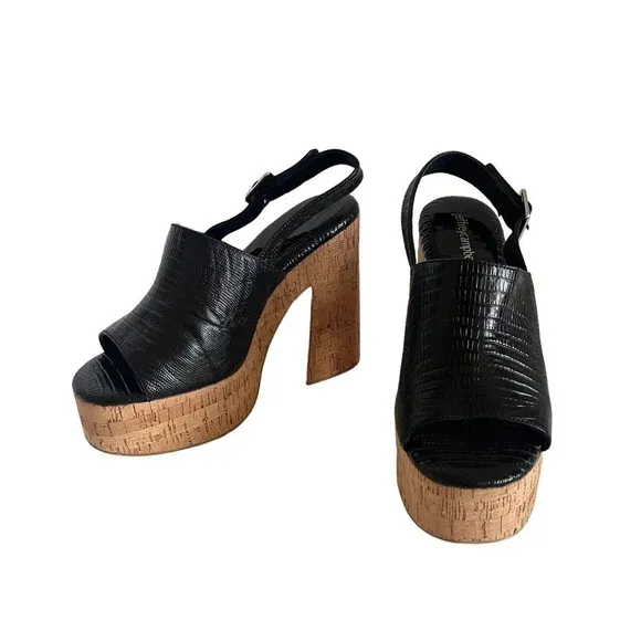 Jeffrey Campbell Mattix Platform Sandal in Black Lizzard Size 9