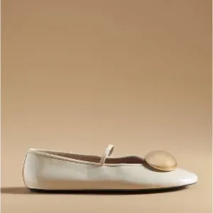 JEFFREY CAMPBELL ORNAMENT BALLET FLATS Elegant Cream Flats with Gold Accent NWT