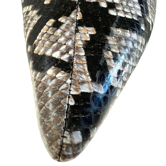 Jeffrey Campbell Raven Leather Snakeskin Heeled Ankle Boots Size 10