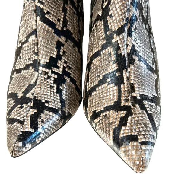 Jeffrey Campbell Raven Leather Snakeskin Heeled Ankle Boots Size 10