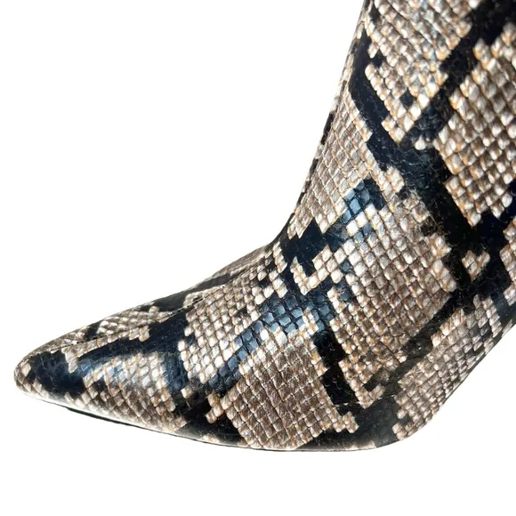 Jeffrey Campbell Raven Leather Snakeskin Heeled Ankle Boots Size 10