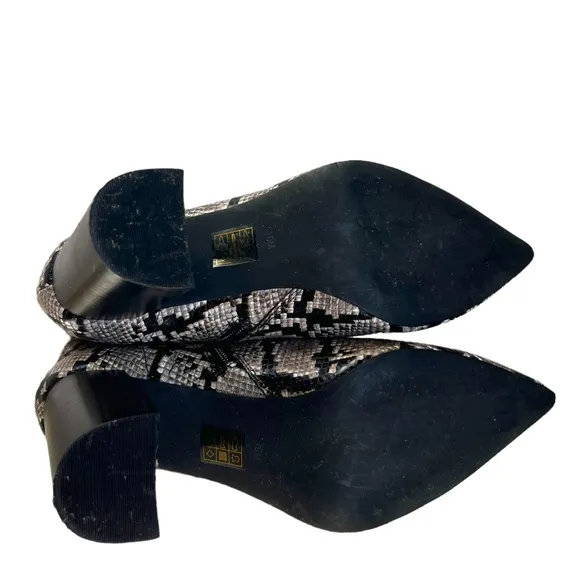 Jeffrey Campbell Raven Leather Snakeskin Heeled Ankle Boots Size 10