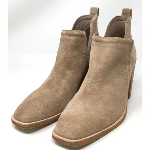 Jeffrey Campbell Rosalee Women's 8.5 Light Brown Suede Block Heel Ankle Bootie