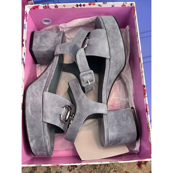 Jeffrey Campbell Women's Blue Suede Timeless Wedge Sandals Size 10