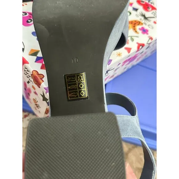 Jeffrey Campbell Women's Blue Suede Timeless Wedge Sandals Size 10