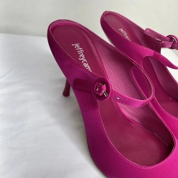 Jeffrey Campbell Women’s Tiyera Heels Fuchsia Silk Size 7 Pointed Toe Mule –