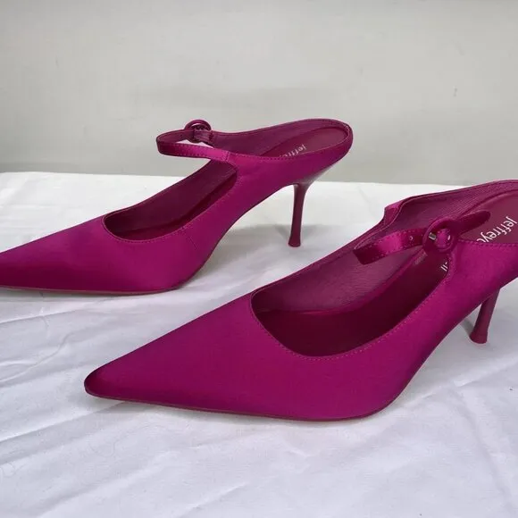 Jeffrey Campbell Women’s Tiyera Heels Fuchsia Silk Size 7 Pointed Toe Mule –