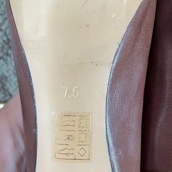 Jeffrey Campbell Daffy Kiltie Ballet Flats Shoes Size 7.5 Luggage Brown Leather