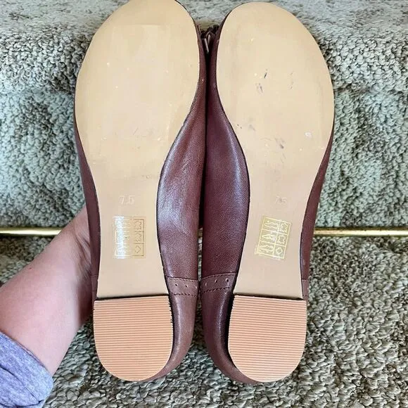 Jeffrey Campbell Daffy Kiltie Ballet Flats Shoes Size 7.5 Luggage Brown Leather
