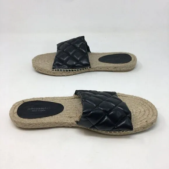 Jeffrey Campbell Women's Sandals Black Tan Size 10 Salvora Espadrille Quilted