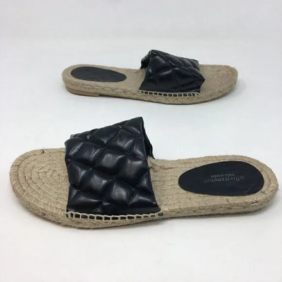 Jeffrey Campbell Women's Sandals Black Tan Size 10 Salvora Espadrille Quilted