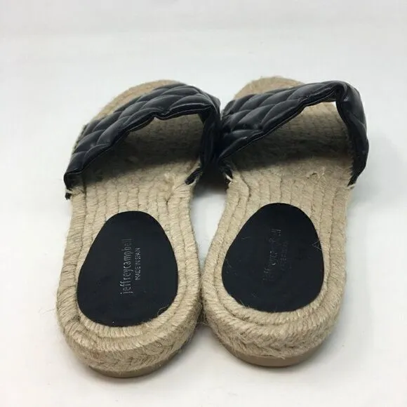 Jeffrey Campbell Women's Sandals Black Tan Size 10 Salvora Espadrille Quilted