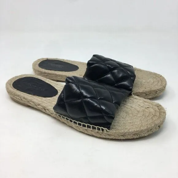 Jeffrey Campbell Women's Sandals Black Tan Size 10 Salvora Espadrille Quilted
