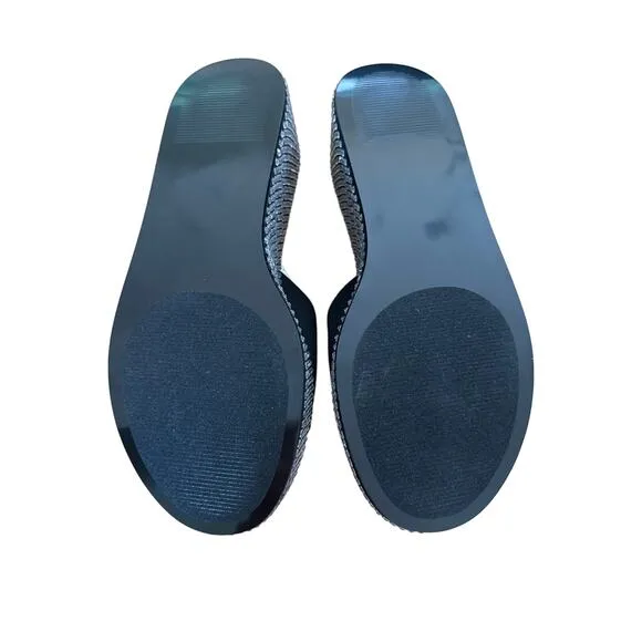 Jessica Rich x Steve Madden - Stardust Platform Slide Sandals in Black Silver