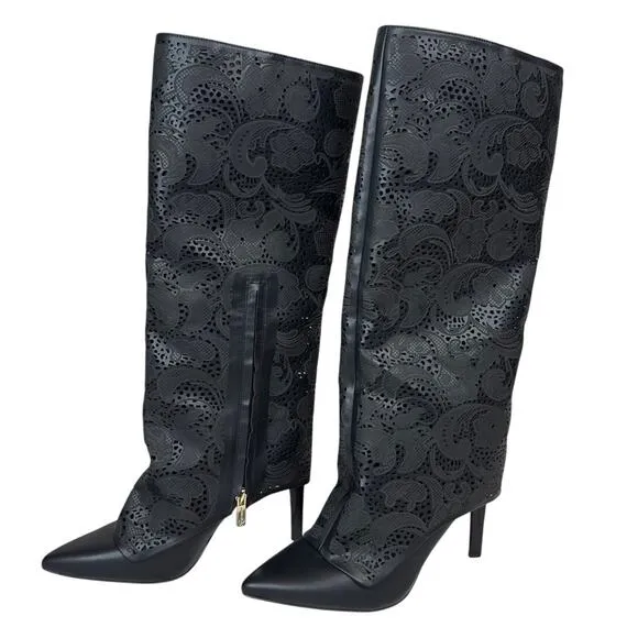 Jessica Simpson Brykia Cuffed Pointed-Toe Black Boots Women's Size 7