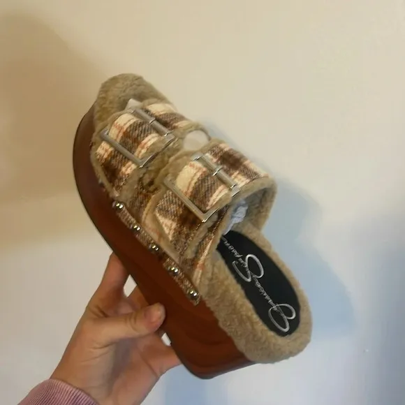 Jessica Simpson Cyriss Platform Wedge Sandal in Plaid With Buckle size 6