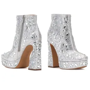 Jessica Simpson Dollyi Crystal Rhinestone Platform Ankle Bootie Boots Size 9