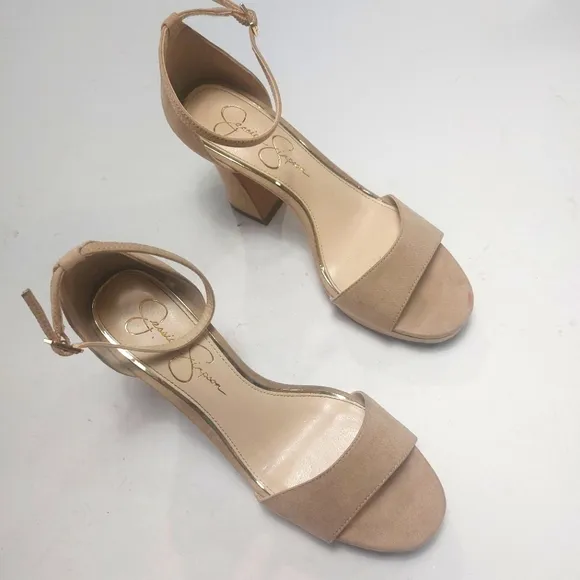 JESSICA SIMPSON Elegant Tan Block Heel Sandals Sz 9M