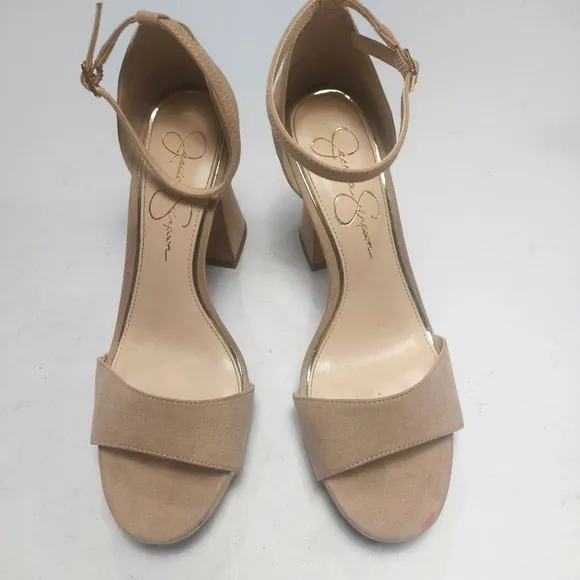 JESSICA SIMPSON Elegant Tan Block Heel Sandals Sz 9M
