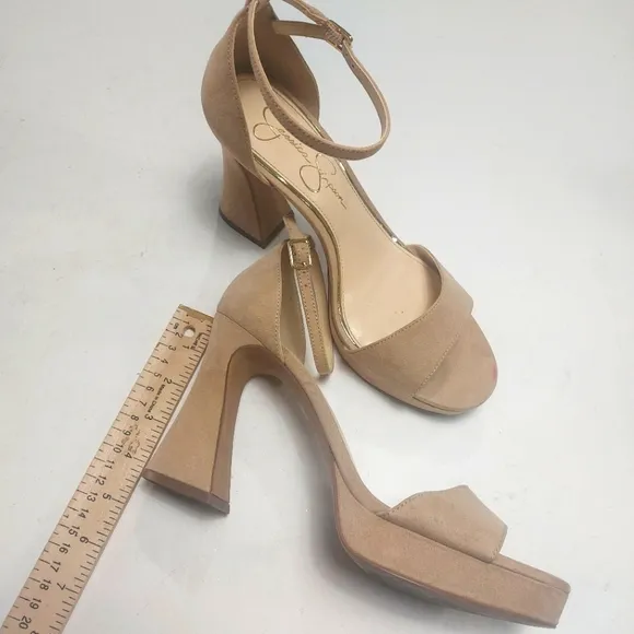 JESSICA SIMPSON Elegant Tan Block Heel Sandals Sz 9M