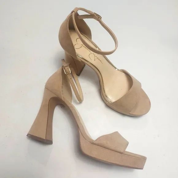 JESSICA SIMPSON Elegant Tan Block Heel Sandals Sz 9M