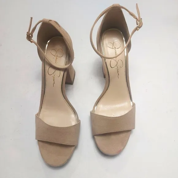 JESSICA SIMPSON Elegant Tan Block Heel Sandals Sz 9M