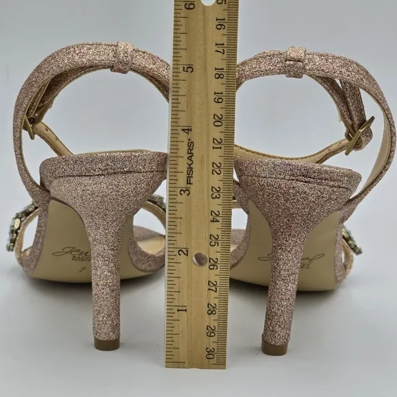 Jewel Badgley Mischka Ojai Crystal Adorned Sculpted Stilettos, Rose Gold, Size 7