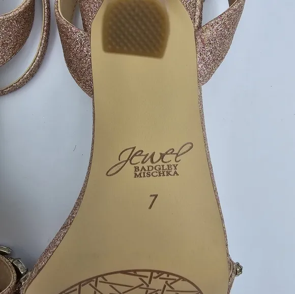 Jewel Badgley Mischka Ojai Crystal Adorned Sculpted Stilettos, Rose Gold, Size 7