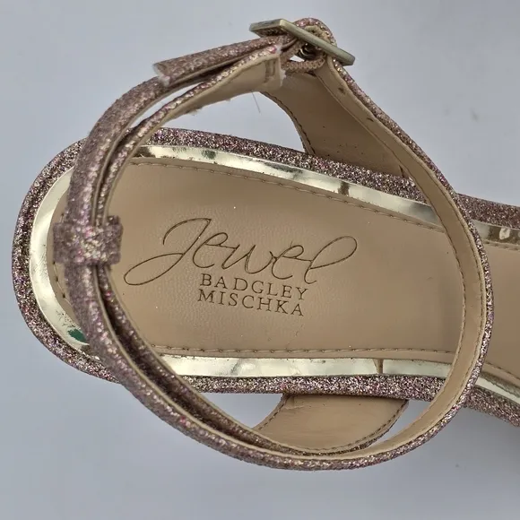 Jewel Badgley Mischka Ojai Crystal Adorned Sculpted Stilettos, Rose Gold, Size 7