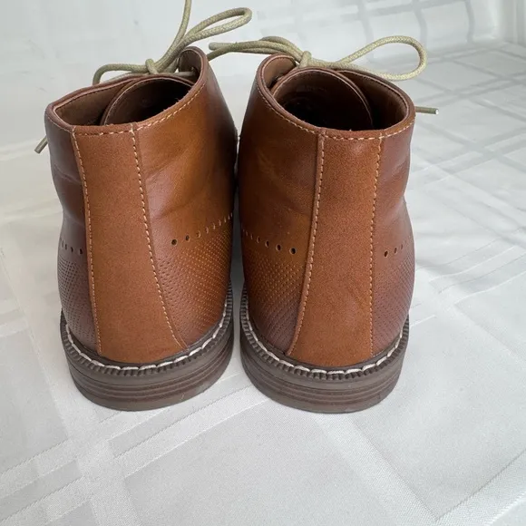 JF J.Ferrar Brown Chukka Boots with Polished Leather and Low Heel