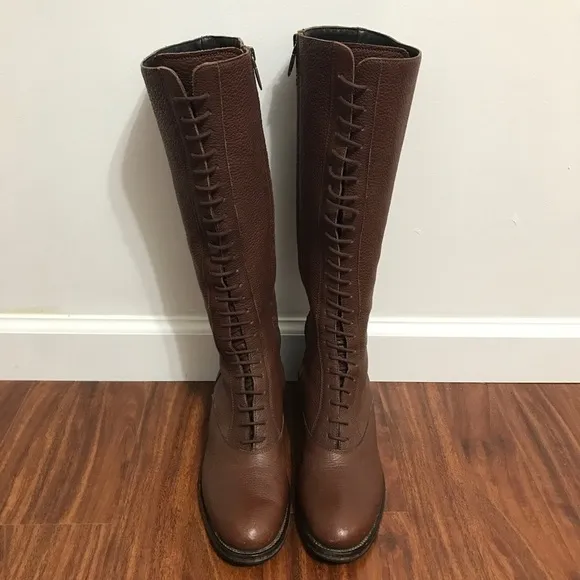 Jil Sander Brown Lace-Up Knee High Boots