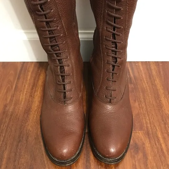 Jil Sander Brown Lace-Up Knee High Boots