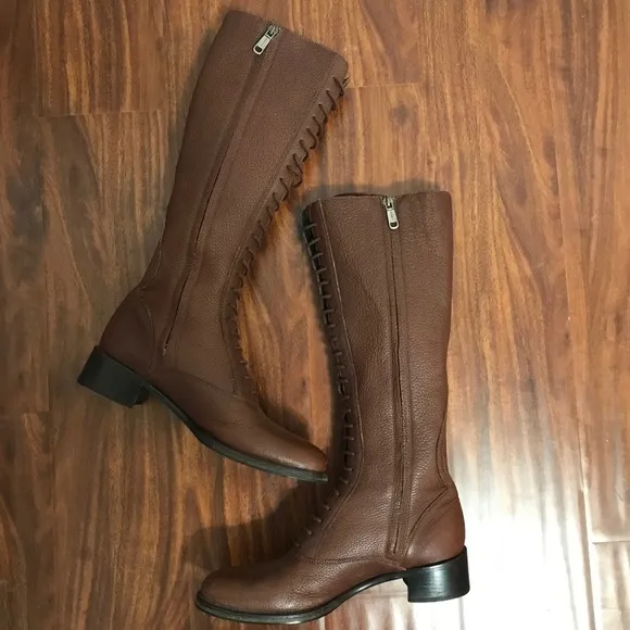 Jil Sander Brown Lace-Up Knee High Boots