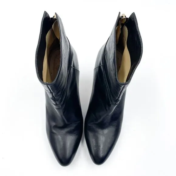 Jimmy Choo Ankle Booties Black Leather Stiletto Heels Boots Sz 37.5 / 7.5