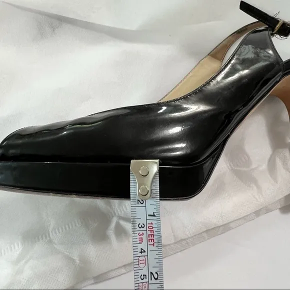 Jimmy Choo Black Patent Platform Stiletto *Flaw* Size 38.5 Glam Fun