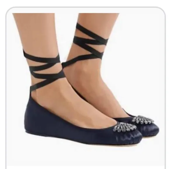 Jimmy Choo Grace ballet lace up flat Embellished Brown Ballet Flats