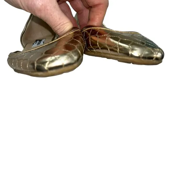 jimmy choo london italy quilted metallic gold foil HOLIDAY ballet flats …