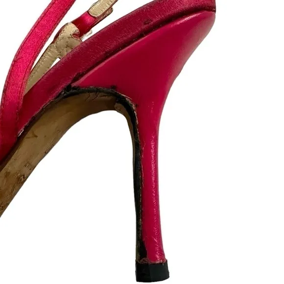 JIMMY CHOO Pink Satin Stiletto Heels Peep Toe Women’s Sandals High Heel Shoes