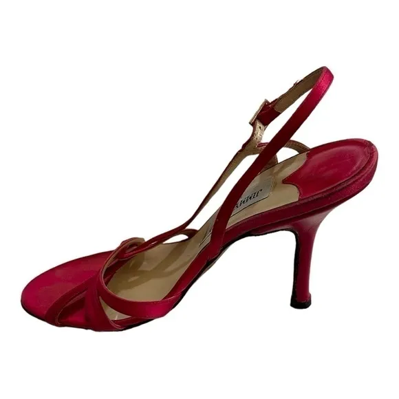 JIMMY CHOO Pink Satin Stiletto Heels Peep Toe Women’s Sandals High Heel Shoes