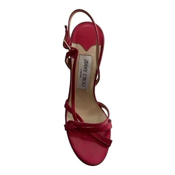 JIMMY CHOO Pink Satin Stiletto Heels Peep Toe Women’s Sandals High Heel Shoes