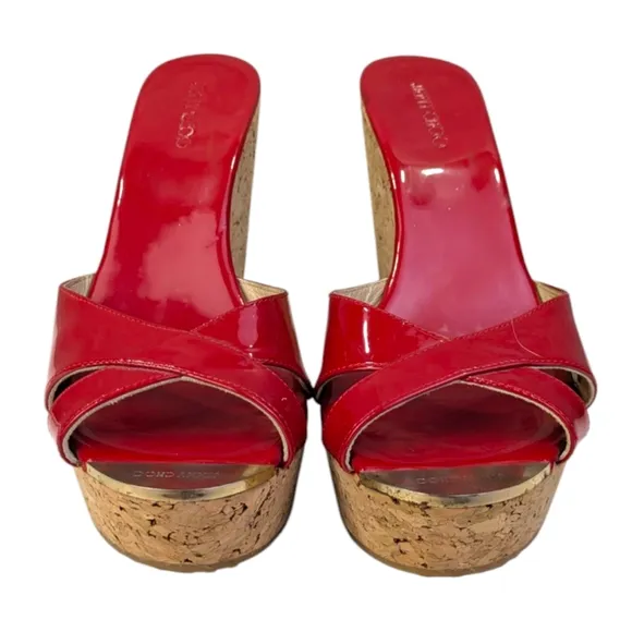 Jimmy Choo Prima Cork Wedge Sandals GUC $450 Size 40 US 10   S3412