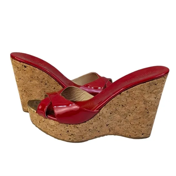 Jimmy Choo Prima Cork Wedge Sandals GUC $450 Size 40 US 10   S3412